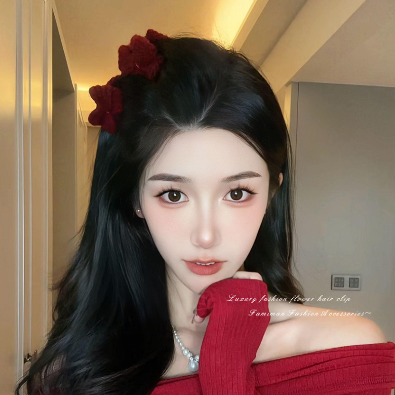 โบว์ขนาดเล็กกิ๊บสีแดงเจ้าหญิงคว้าคลิปอุปกรณ์ผม