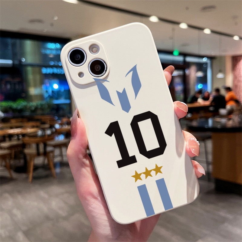 ซิลิโคนนุ่มเคสโทรศัพท์สําหรับiphone 11 12 13 Pro Max 14 15 16 Plus 7 8 SE2 XR X XS Max Messiหมายเลข 10 ฝาครอบย์