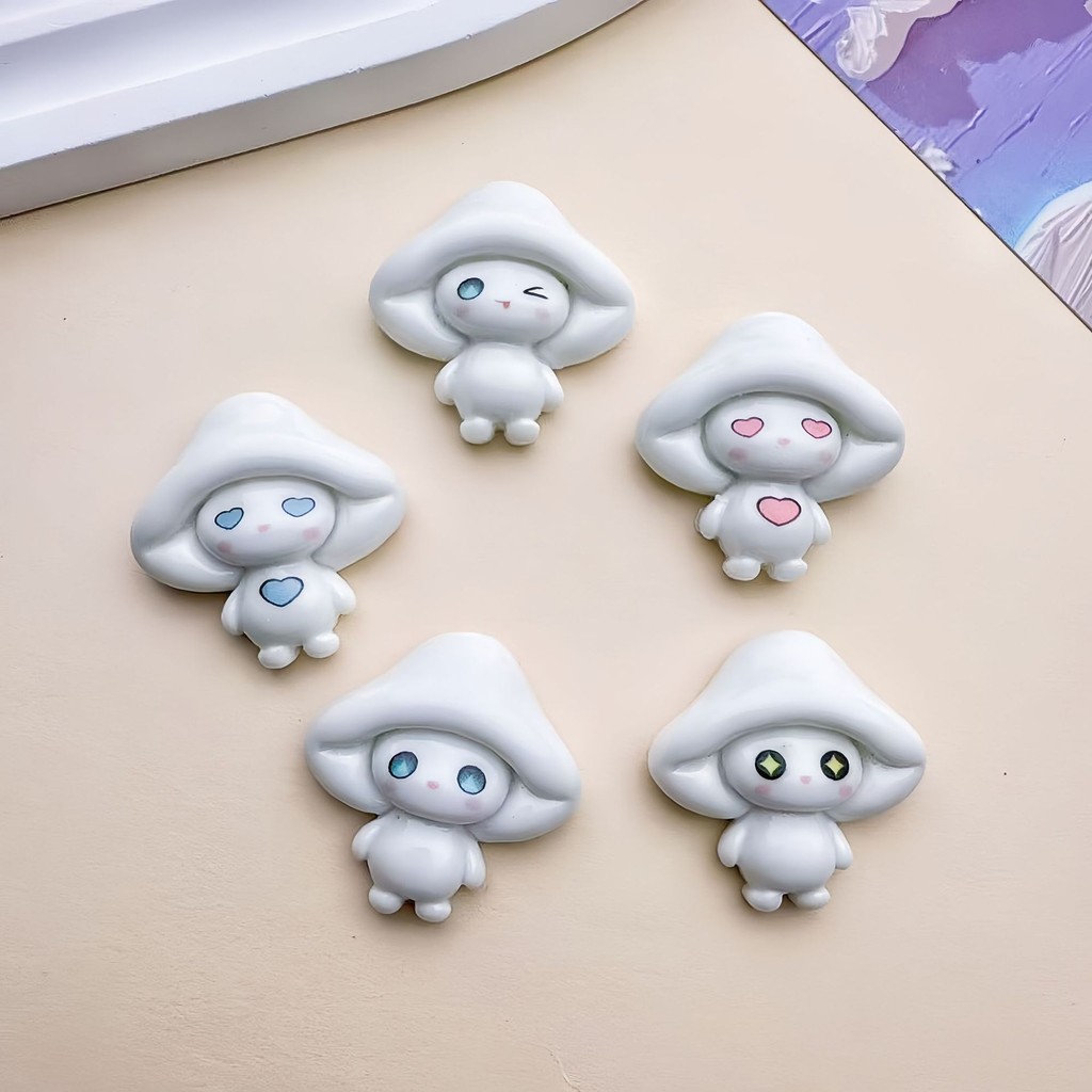 10ชิ้นเห็ดสีขาวการ์ตูนเรซิ่นเสน่ห์สําหรับ ทําเอง (3-58)