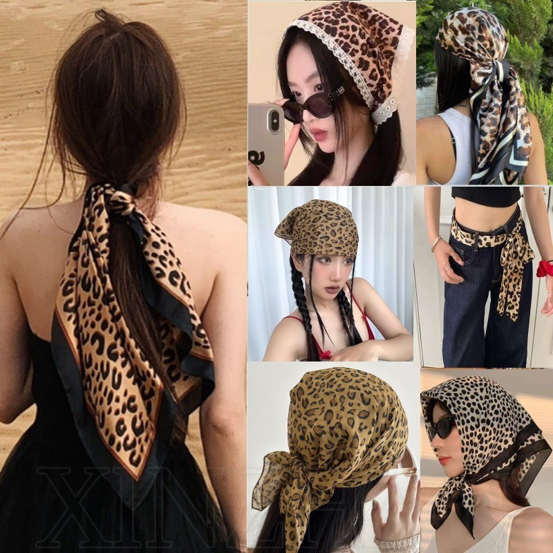 [3-5 วันมาถึง] ผ้าพันคอยาวพิมพ์ลายเสือดาวอเนกประสงค์-วินเทจ,สง่างาม,แถบหัวไหม-ลูกไม้ขอบผ้าพันคอหัววง-ทําเองเข็มขัดผ้าพันคอ ชม. วงการบิน กระเป๋าเป้สะพายหลังอุปกรณ์ตกแ