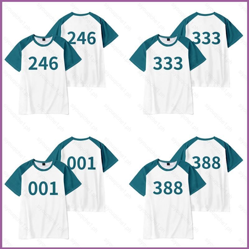 SY1 Squid Game Season 2 หมายเลข 001 246 333 388 ฤดูร้อนเสื้อยืดอะนิเมะแขนสั้นด้านบน