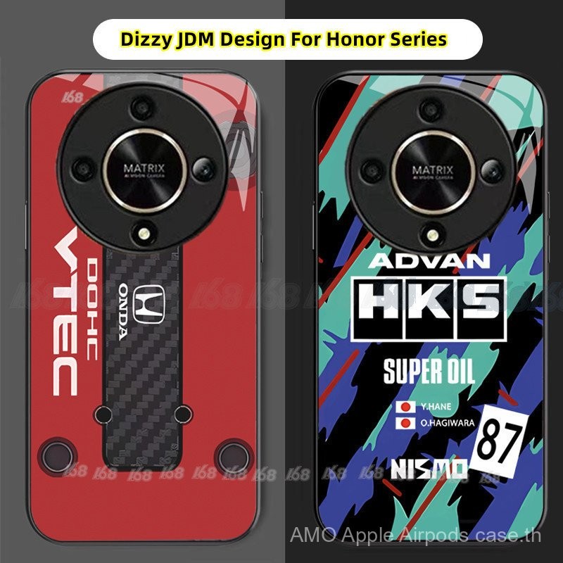 Honor X9B 5G ปลอกกันกระแทกเคสโทรศัพท์ Dizzy jdm B16B ลายเครื่องยนต์สีแดงพร้อมตัวป้องกันเลนส์กล้องฝาค