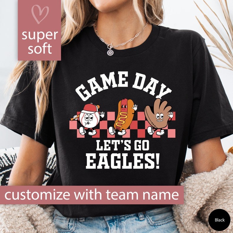 Custom Baseball Game Day Shirt, Personalized Baseball Team Tshirt for Baseball Mom, Retro Baseball T