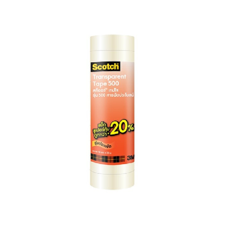 SCOTCH เทปใส รุ่น 500 ขนาด 3/4"X36Y แกน 1" แพ็ค 10 ม้วน