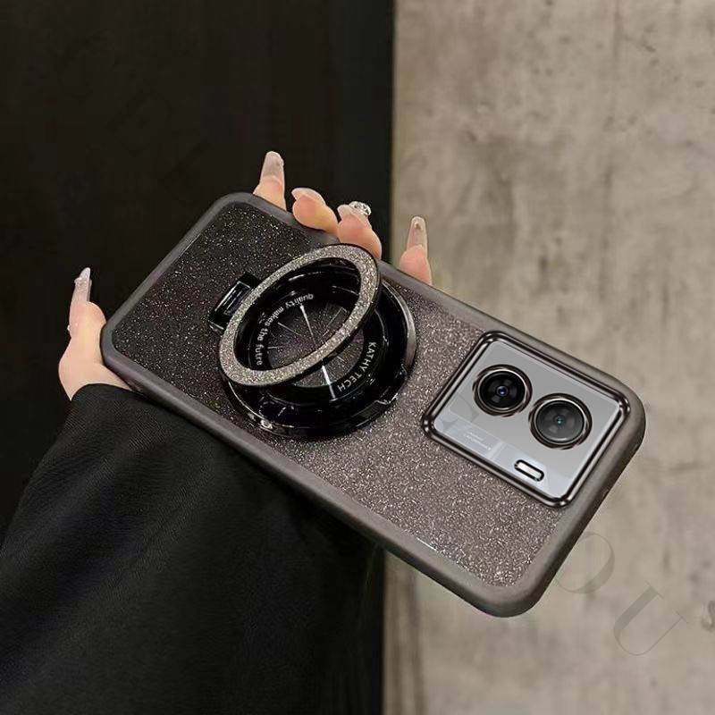 ที่ใส่กลิตเตอร์ เคสสําหรับ IQOO Z7 5G ฝาครอบกันกระแทกกล้องเลนส์ฟิล์มนุ่มเคสโทรศัพท์ป้องกันพร้อมที่วาง Glitter