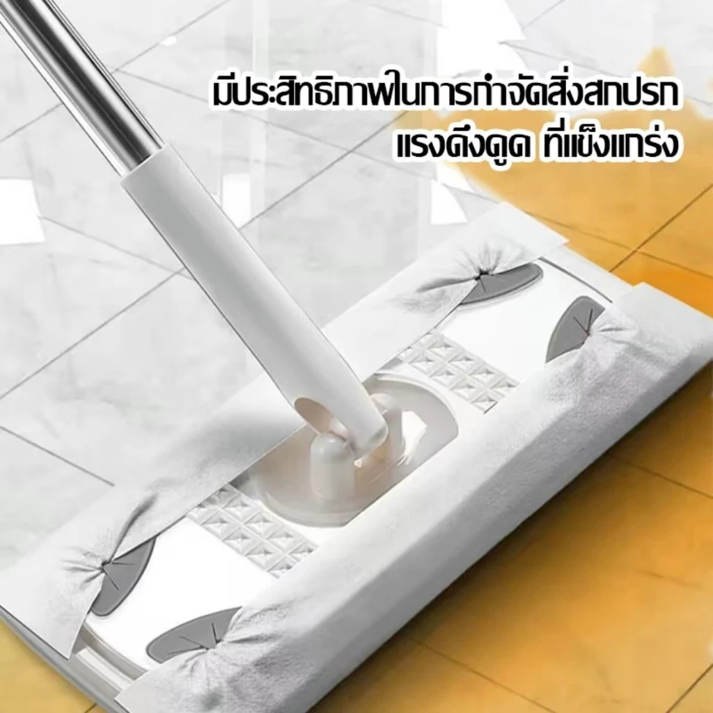 🐱ไม้ถูพื้น🐱 ไม้ถูพื้น+6 แพ็ก ใช้แล้วทิ้ง ไม้ม๊อบ กระดาษเปียก กระดาษแห้ง  ผ้ารีฟิลถูพื้น เหมาะสำหรับครอบครัวที่มีสัตว์เลี - รูปที่ 3