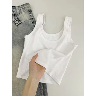 YY73 เสื้อครอปสายเดี่ยวแต่งลูกไม้ มีให้เลือกหลากหลายสี ดีเทลมีกระดุมหน้า