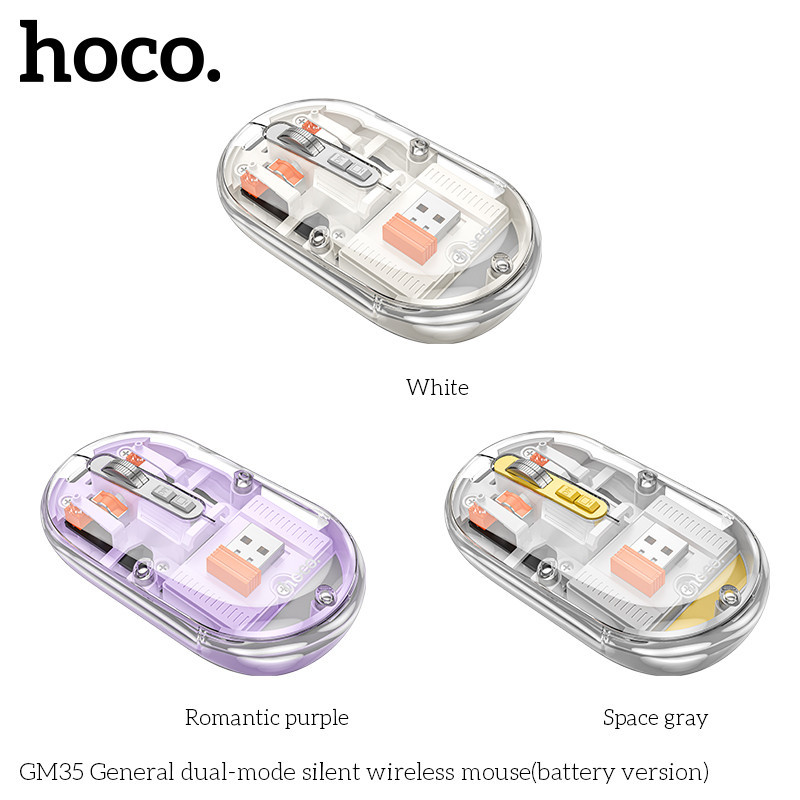 HOCO GM35 2in1 เมาส์ไร้สาย เสียงเงียบ รองรับ Bluetooth 5.2 & Wireless 2.4G ปุ่มกด 5 ปุ่ม DPI 3 ระดับ เมาส์บลูทูธ hc6