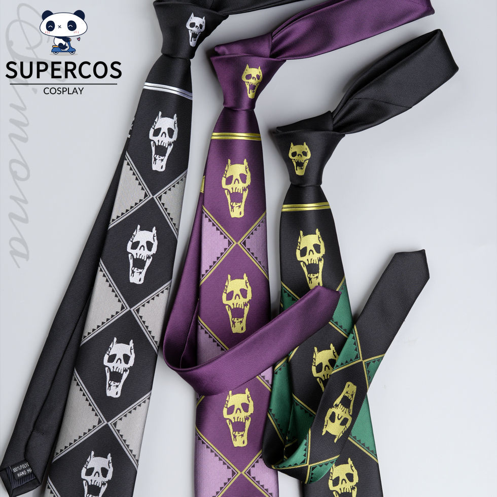 อะนิเมะ Jojo Kira Yoshikage Tie Skull ผู้ชายสําหรับคอสเพลย์ Prop อุปกรณ์เสริม