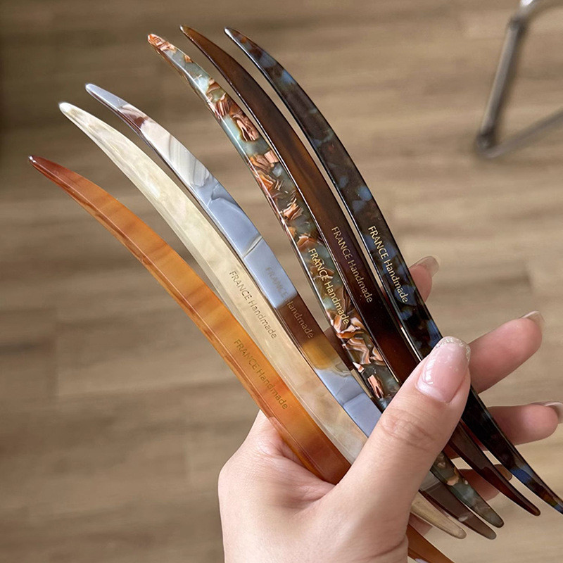 Mouga/simple Acetate Coil Hairpin สไตล์ใหม่ High-End Antique Hairpin หญิงทุกวัน Commuter Ball Hairpin Headdress
