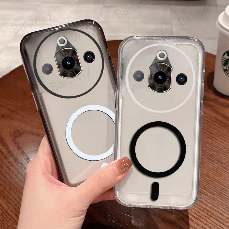 สําหรับ ZTE Nubia Focus Pro Z2351N สีดําใส Soft TPU ฝาหลังพร้อมสติกเกอร์แม่เหล็ก