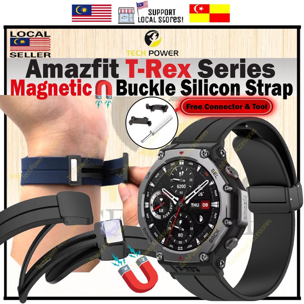 Amazfit T-Rex 3 /Amazfit T-Rex 2 Strap Magnetic Buckle Silicon Strap,Tali Jam Magnetik Amazfit T-Rex