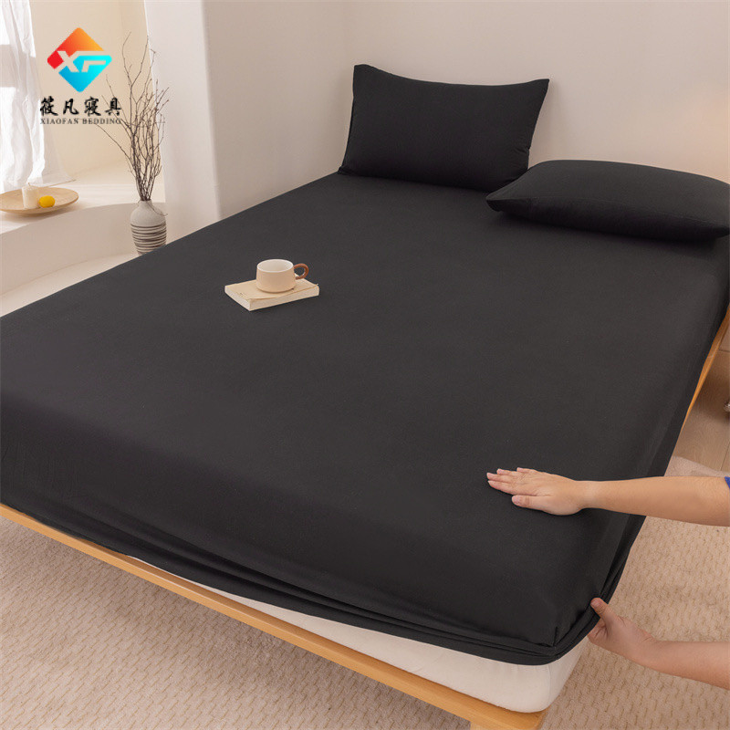 ผ้าปูสีทึบ ผ้ารองกันเปื้อนที่นอนสีดำ พอดี 360 องศา ไม่ต้องขยับ 3 ฟุต 3.5 ฟุต 5 ฟุต 6 ฟุต 6.5 ฟุต