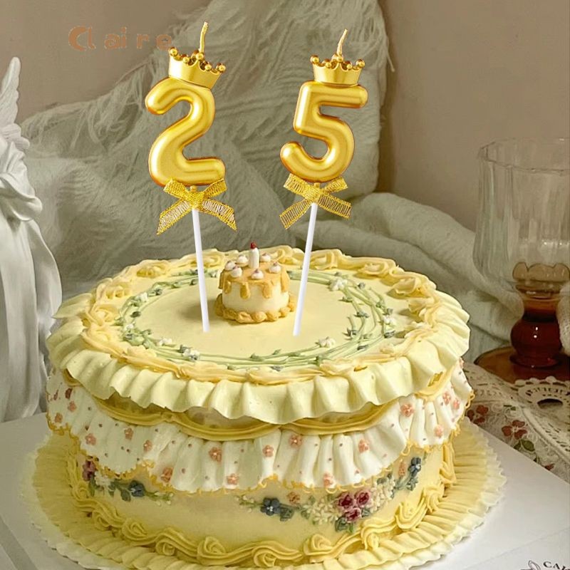 🏡เทียนตัวเลข เทียนวันเกิดหลายแบบ เทียนเกลียว เทียนสีทอง พร้อมส่ง Claire