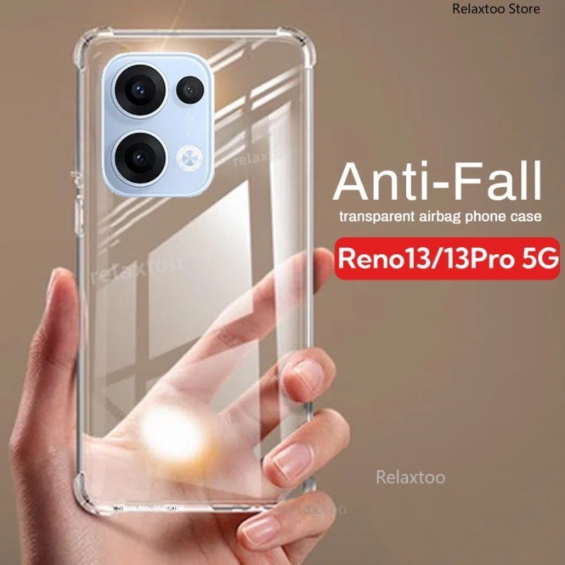 สําหรับ Reno13 Pro 5GปลอกใสสําหรับOPPO Reno 13 Reno13 Pro F 13Pro 13F Reno13Pro Reno13F 5G 4Gซิลิโคนอ่อนนุ่มโปร่งใสถุงลมนิรภัยกันกระแทกเคสโทรศัพท์ป้องกันกลับปลอกปก