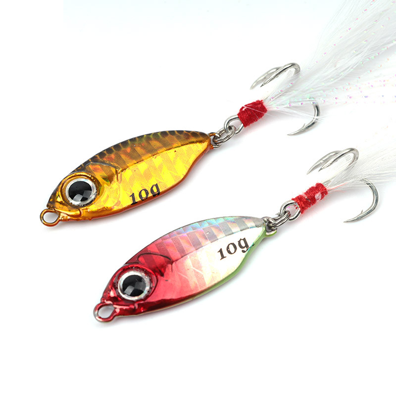 Outkit ตกปลาโลหะล่อ Jig 10g15g20g Jigs ยาวหล่อตกปลาช้อนเหยื่อ Sinking Lure Jigging Vibe ใบมีดสําหรับ Pike Bass - รูปที่ 4