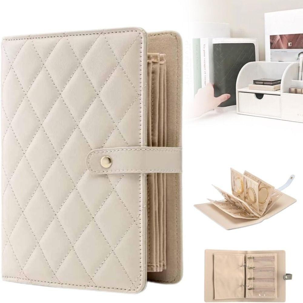 สมุดเก็บเครื่องประดับ COSSY,โปร่งใสพร้อมซิปสร้อยคอ Binder Storage Book,แบบพกพาหรูหรา PU หนังกํามะหยี่กระเป๋ากล่องบรรจุภัณฑ์เครื่องประดับสําหรับผู้หญิง - รูปที่ 6