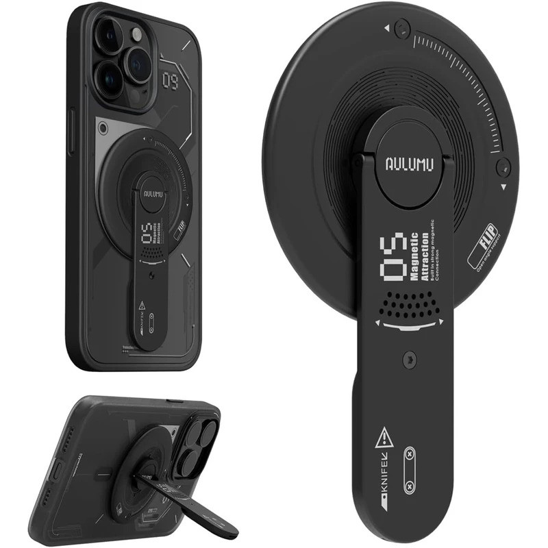 Aulumu G05 4-in-1 Magnetic Phone Stand Grip เข้ากันได้กับ 360 ที่ถอดออกได้° ขาตั้งโทรศัพท์แบบปรับได้