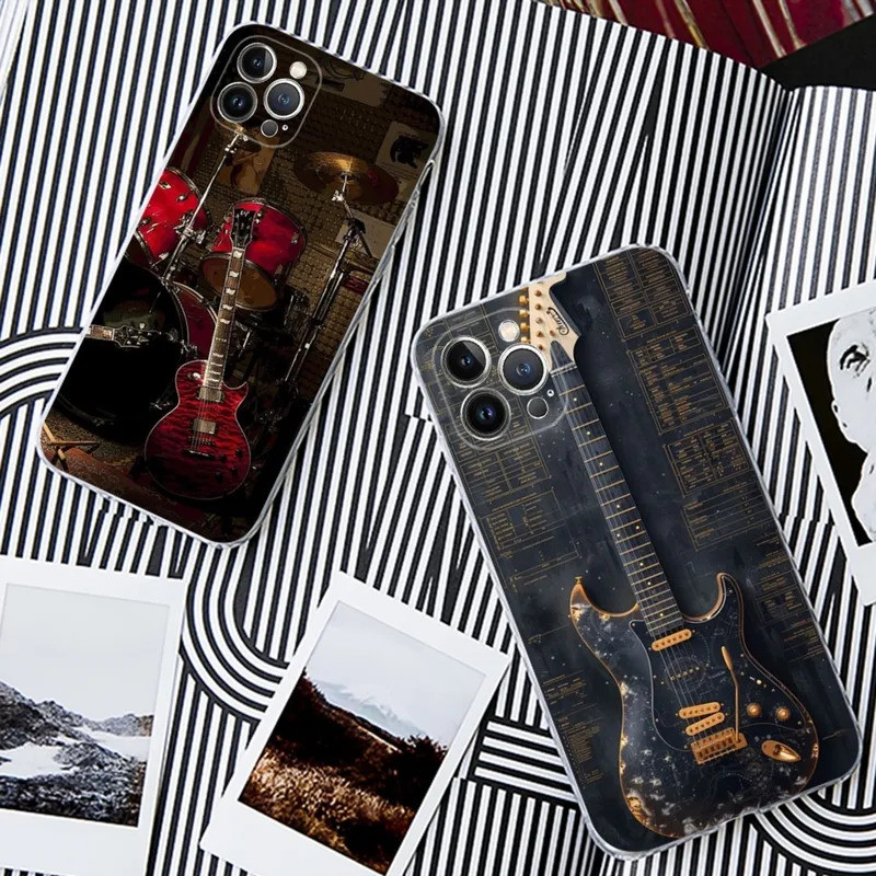 TK-1 เครื่องดนตรีกีตาร์เปียโนเคสโทรศัพท์สําหรับ IPhone 16 17,15 14 13 12 Mini 11 Pro XS Max X XR SE 6 7 8 Plus Soft Silic