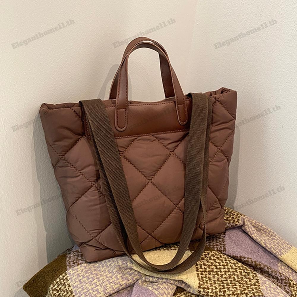 ผู้หญิงไนลอนปักเป้า Tote กระเป๋ากระเป๋าสะพายผ้านวมพร้อมกระเป๋าด้านในกระเป๋าถือสีทึบ Satchel กระเป๋าสําหรับทํางานท่องเที่ยว - รูปที่ 5