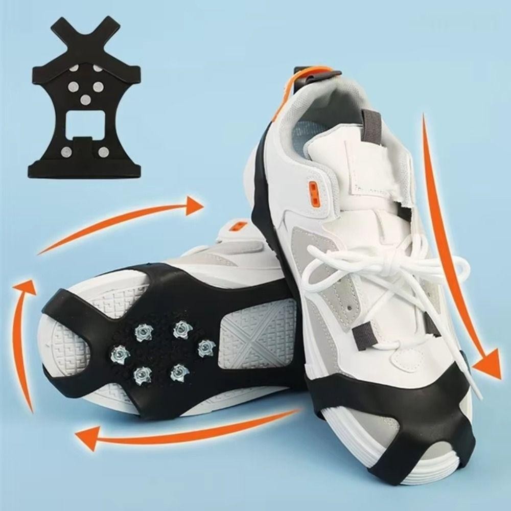 Roadstairs 1 คู่รองเท้า, 10 ฟันลื่น Ice Grippers, ทนทานสวมใส่รองเท้าหิมะน้ําแข็ง Spikes สําหรับหิมะเดินปีนเขารองเท้า - รูปที่ 2