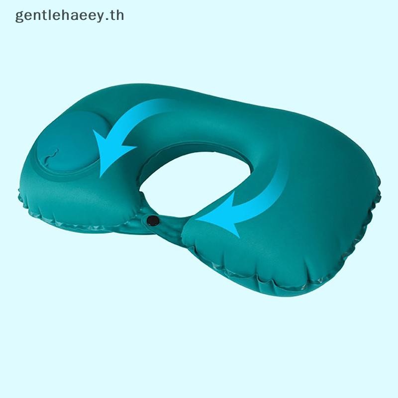 Gg U-Shaped Inflatable Travel หมอนแบบพกพา Air หมอนรองคอเบาะรองนอนสบายกดเพื่อพองหมอน TH