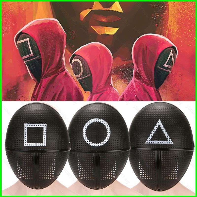 Yb Squid Game Round Six Front Man Mask Triangle Round Square Boss Cosplay Party Performance Prop