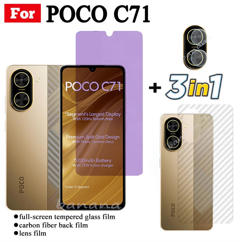 สําหรับ Poco C71 Anti Blue Light RayกระจกนิรภัยPoco C65 C61 C75 Anti-Spyกระจกนิรภัยป้องกันหน้าจอ+ฟิล