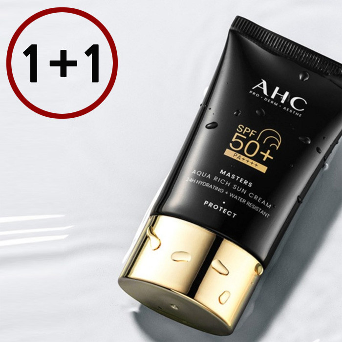 AHC Masters Aqua Rich Sun Cream 30ml+30ml SPF 50+ PA++++ K Beauty Skincare Face Sunscreen