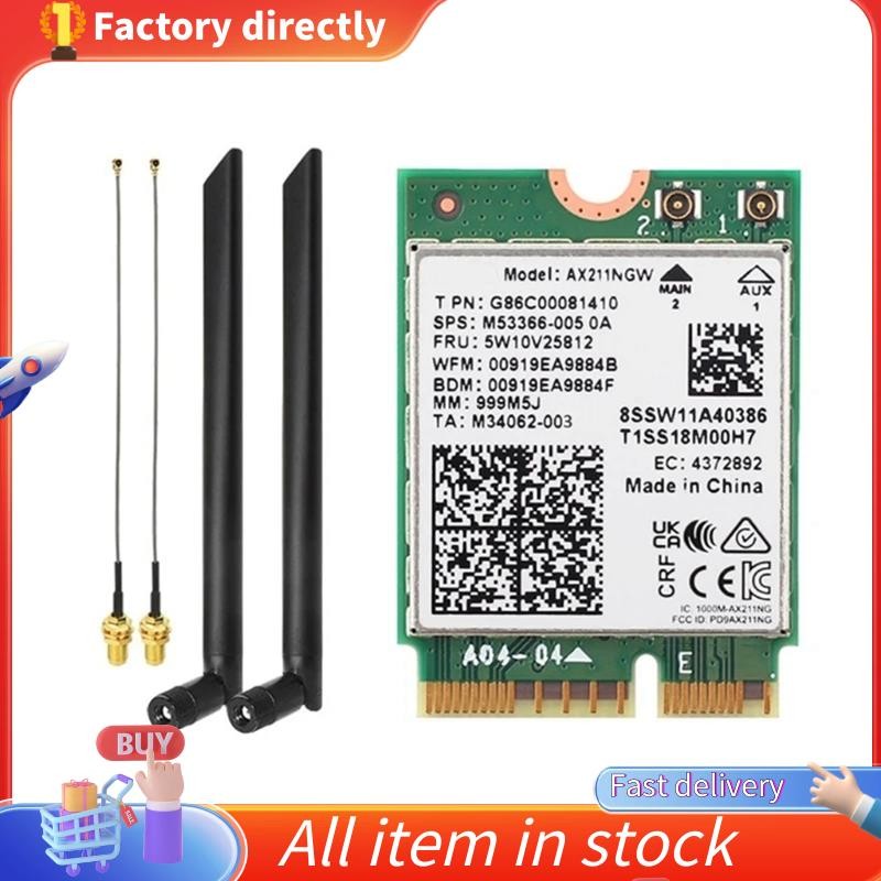 AX211NGW Wifi 6E Tri Band 2.4G/5G/6Ghz เครือข่ายไร้สาย Wifi การ์ดบลูทูธ 5.3 AX211 M.2 CNVio Wifi การ