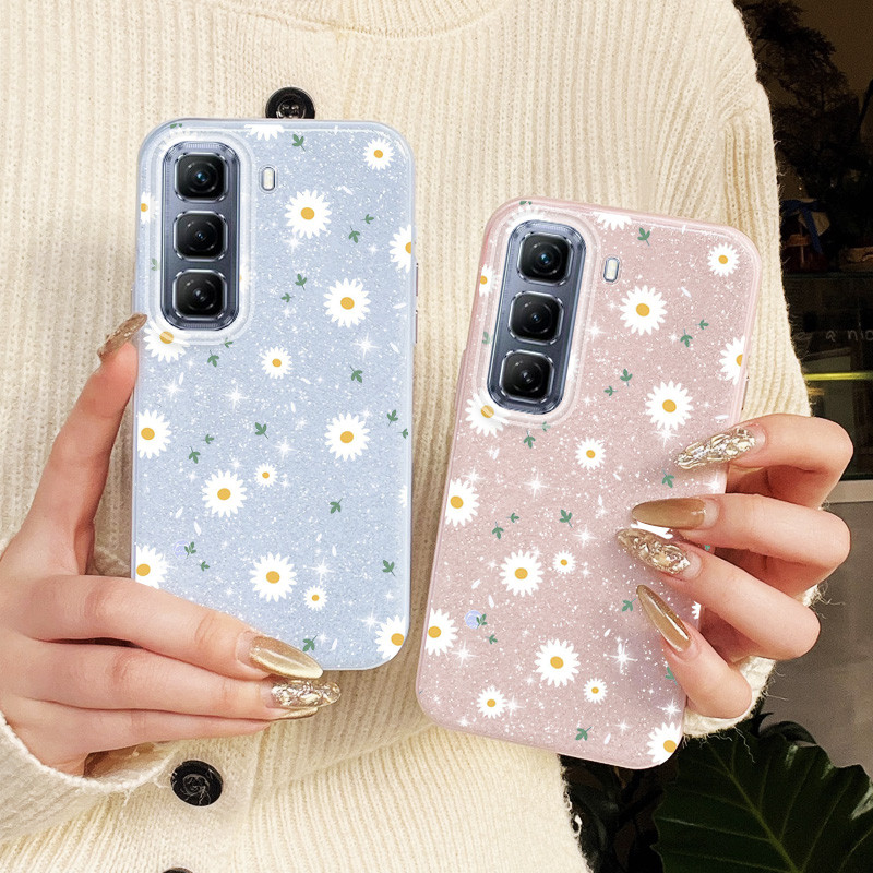 YBD เคสโทรศัพท์สําหรับ infinix Hot 60i Hot 60 Pro + Hot 50 Pro + X6726 X6728 X6728B X6885 X6886 Fine Sparkling Diamond ญี่ปุ่นและเกาหลี Daisy ดอกไม้ INS - รูปที่ 3
