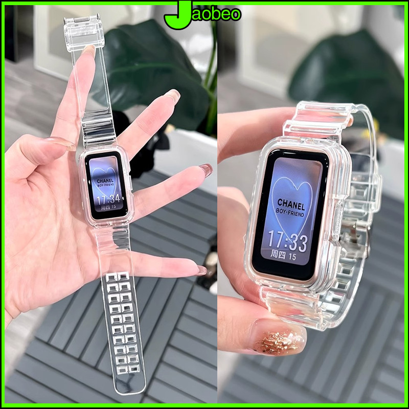 โปร่งใส เคส สาย for Smartwatch Huawei Band 10 9 8 เปลี่ยนยางรัดป้องกันหน้าจอ ฝาครอบป้องกันการตกเลือด