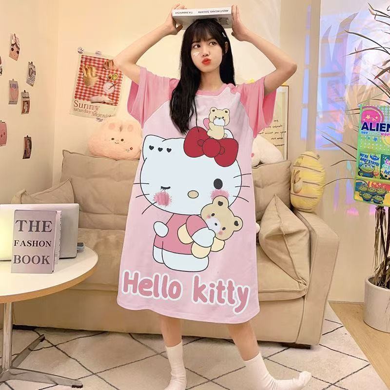 ชุดนอนแขนสั้น, ชุดนอนคอกลมการ์ตูนน่ารัก, ชุดที่บ้านที่สะดวกสบาย - รูปที่ 2