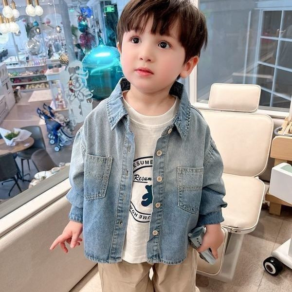 แจ็คเก็ตยีนส์แขนยาวสำหรับเด็กผู้ชาย ฤดูใบไม้ผลิ HGQ - รูปที่ 6