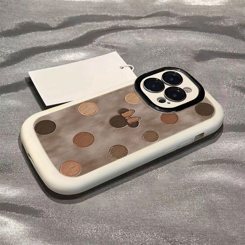 เคสสีน้ำตาล Minnie ที่เข้ากันได้กับ iPhone 16 Pro Max 15/14/13/12/11 เคสพัฟ XS/X J7LK