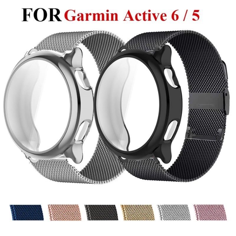 สายรัดเปลี่ยนนาฬิกา Milanese พร้อมเคส TPU ครอบคลุมสําหรับ Garmin Active 6 Vivoactive 6 Active 5