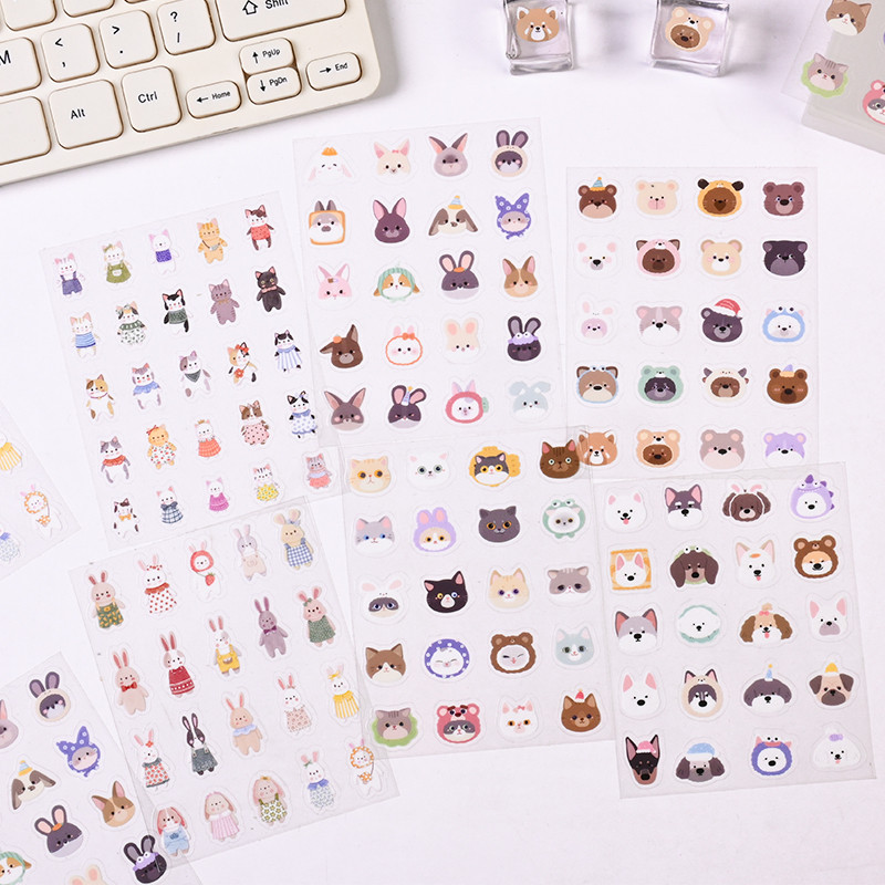 5 แผ่นการ์ตูนน่ารักสัตว์เลี้ยง Series สติกเกอร์ PET สมุดภาพ Deco DIY สติกเกอร์