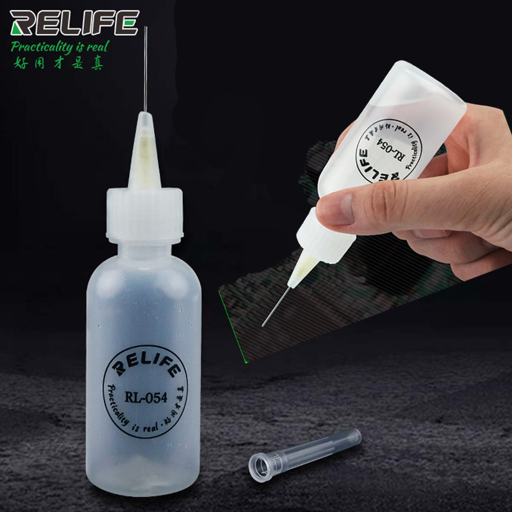 Relife RL-054 50ML พลาสติกขวดเปล่าสําหรับ Dispenser Rosin Solder Flux วางสําหรับโทรศัพท์ PCB ทําความสะอาดเชื่อมซ่อมเครื่องมือชุด