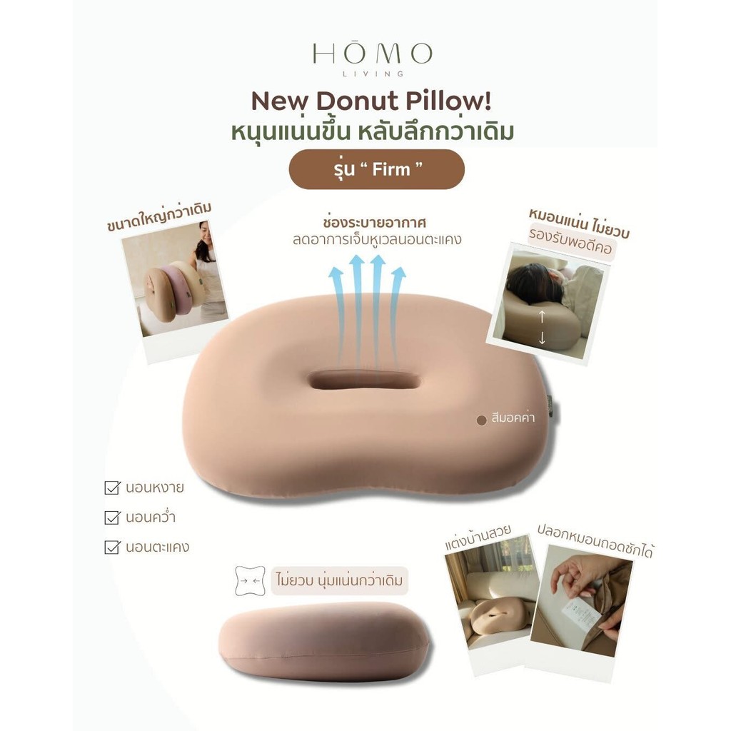 Homoliving Donut Pillow- Firm Suppprt หมอนสุขภาพโดนัทรุ่น Firm กระชับต้นคอลดการปวดเมื่อย รูปที่ 4