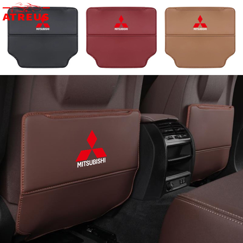 1ชิ้น Mitsubishi แผ่นเตะเบาะรถยนต์ เบาะหลังเตะ แผ่นหนัง PU ป้องกันการเตะ แผ่นป้องกัน พร้อมถุงเก็บของ สำหรับ Mitsubishi Lancer EX Triton Xforce Xpander Cross Attrage Mirage Outlander Pajero Sport ASX