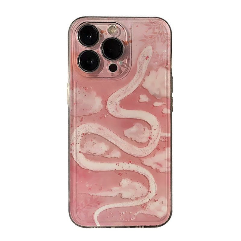 ปีใหม่ งูจำลองสีชมพูเขียวสำหรับเคสโทรศัพท์ Iphone16/15promax/14 12promax/11pro/13promaxxsmax เคสแข็ง