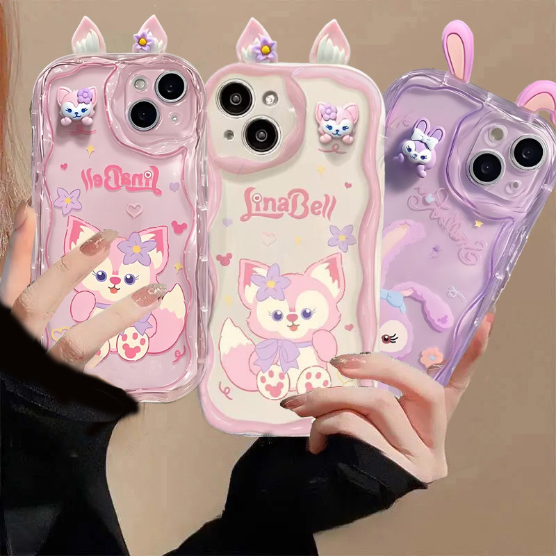 3D สีชมพู LinaBell StellaLou หูสําหรับ Realme 14 Pro Plus 5G 11 12 13 + Plus C75 C53 C55 C35 C15 C20