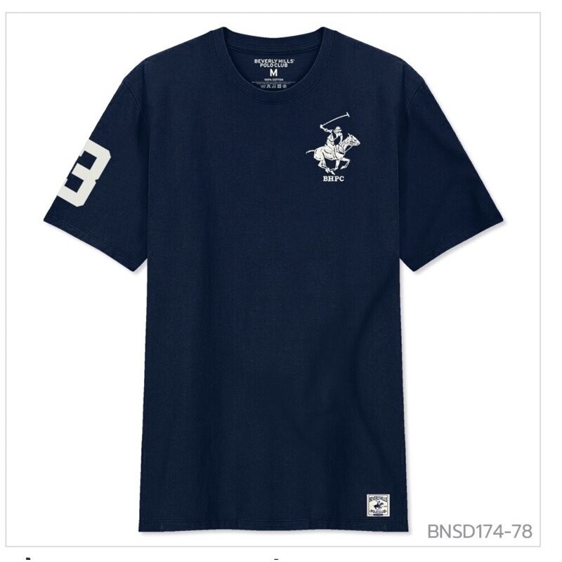 เสื้อยืดคอกลมพิมพ์ลายผ้าฝ้าย Beverly Hills Polo Club S-5XL