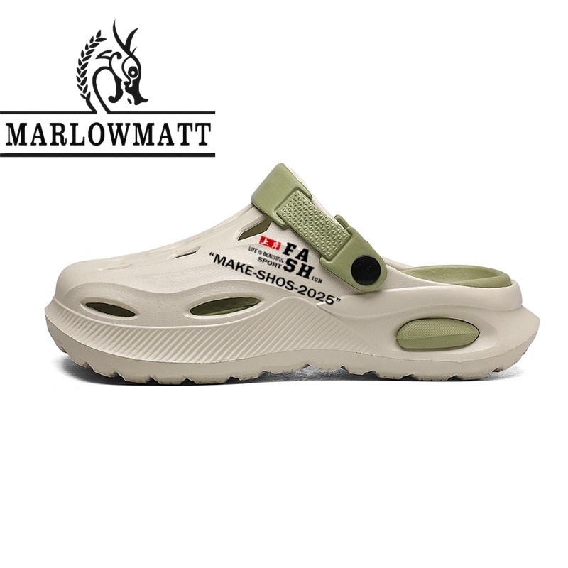 Marlowmatt รองเท้าแตะผู้ชายอินเทรนด์ Soft Sole รองเท้าแตะกีฬากลางแจ้ง Anti-slip Deodorant รองเท้ารูคู่