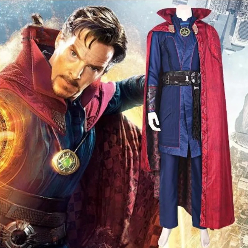 Marvel Avengers Doctor Strange เครื่องแต่งกายสําหรับเด็ก Boy Superhero Dr. Steeven Jumpsuit Cloak Eye of Agamotto สร้อยคอแหวน Terno สําหรับชายปาร์ตี้ฮาโลวีนครบชุด