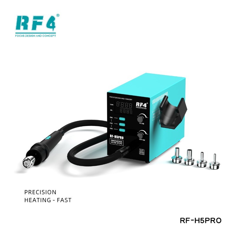 RF4 RF-H5 PRO Fast Desoldering ปืนลมร้อนสถานีบัดกรีจอแสดงผลดิจิตอลอุณหภูมิกว้างอัจฉริยะ Hot Air Rework Station PCB ชิปซ่อม