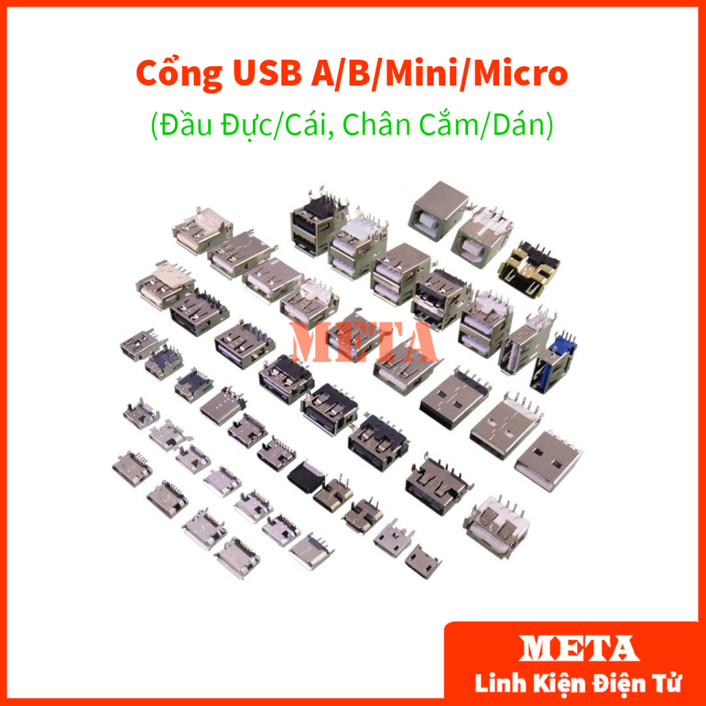 USB A/B/Micro/Mini Port Male/Female Plug/Adhesive (หัว USB, USB A, USB B, USB Micro, Mini USB)