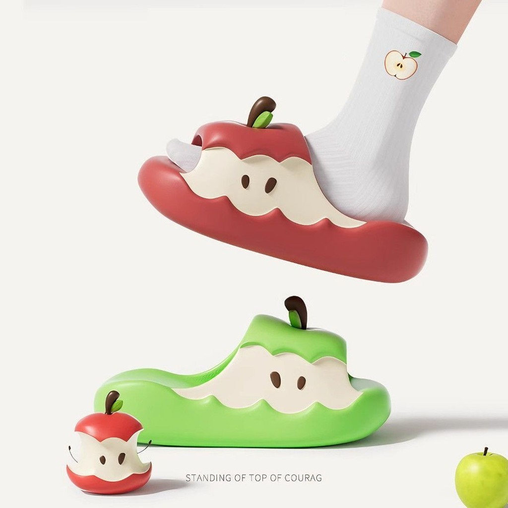 Apple รองเท้าแตะหญิงฤดูร้อน 2025ins บ้านน่ารักคู่หนา Soled หอพักสวมใส่ด้านนอกรองเท้าศิลปะ