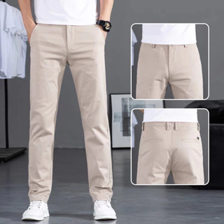 EERSHENSHI กางเกงชิโน่ ผ้ายืด ขากระบอกเล็ก กางเกงสแล็คชาย เข…