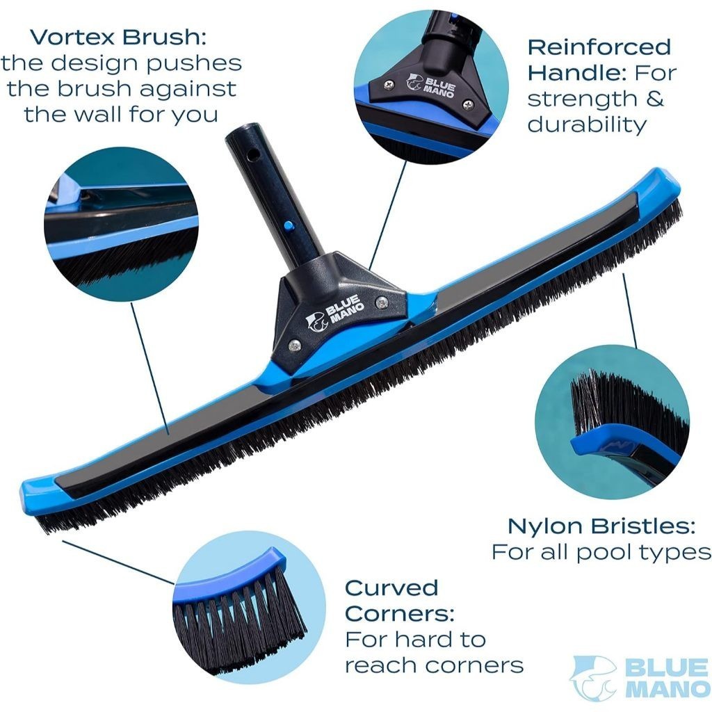 แปรงขัดสระ 20" Ultra Wide Vortex Pool Brush Provides 3X The Force to Clean Pool Walls Premium & Stro